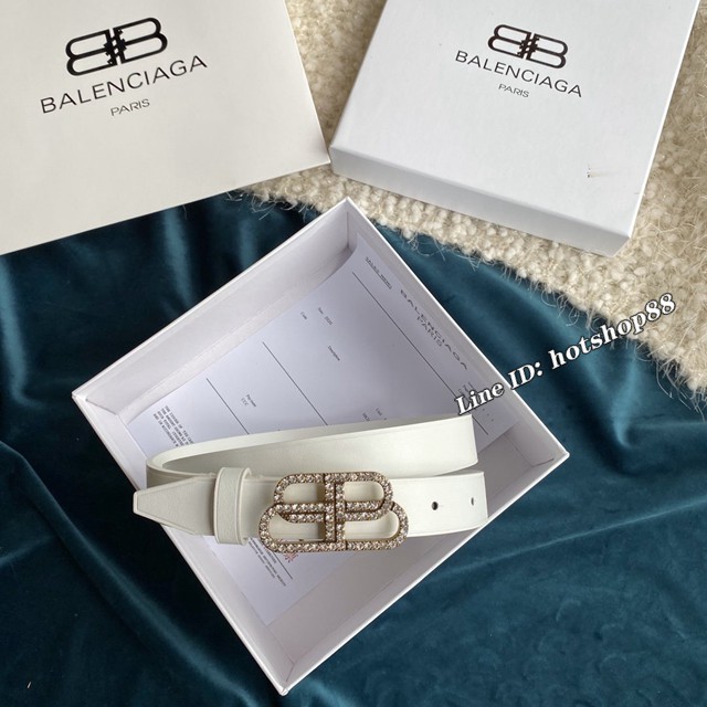 Balenciaga女士皮帶 巴黎世家BB經典logo扣腰帶 巴黎世家小牛皮皮帶  jjp1133